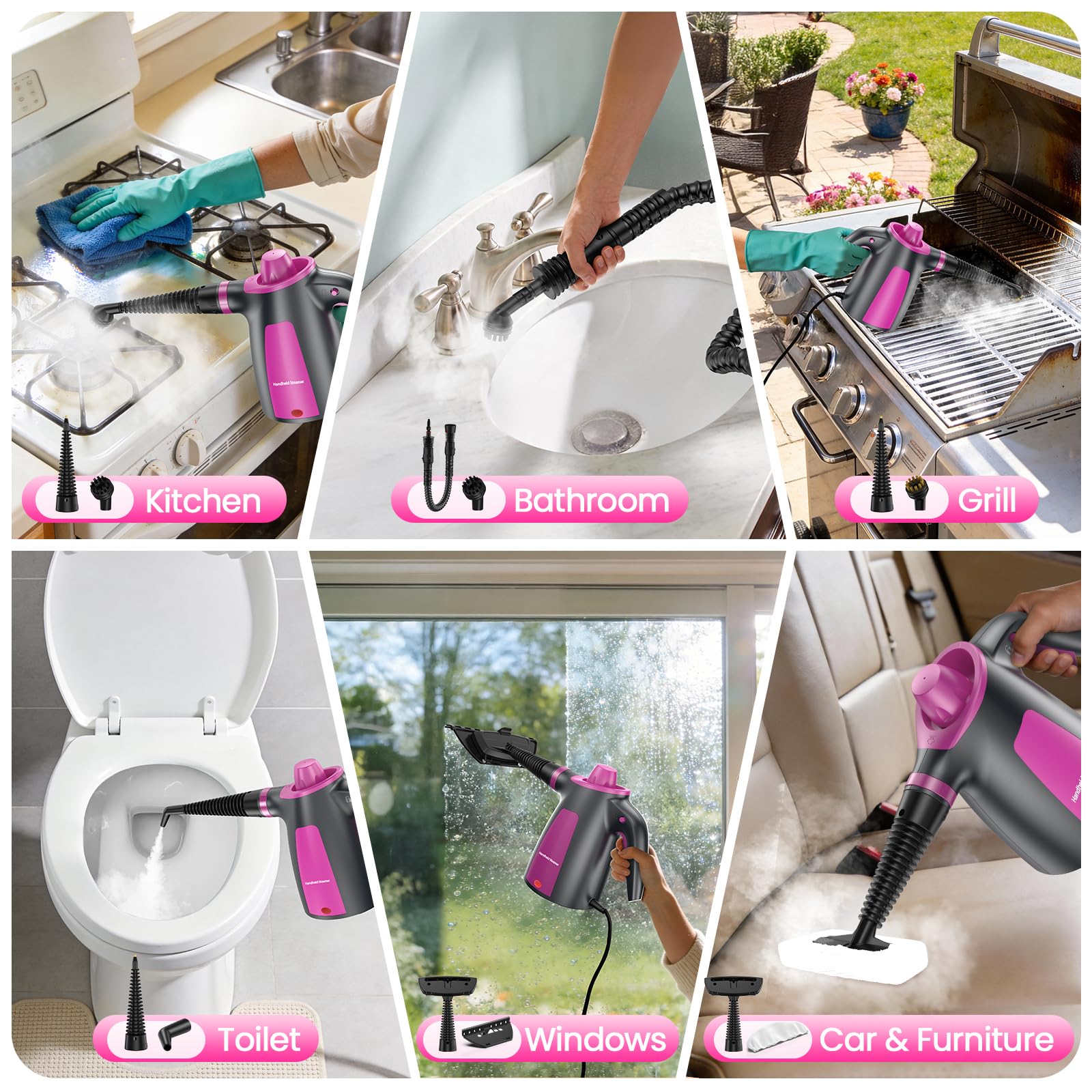 LABIGO steam cleaner water tank close-up highlighting large capacity.