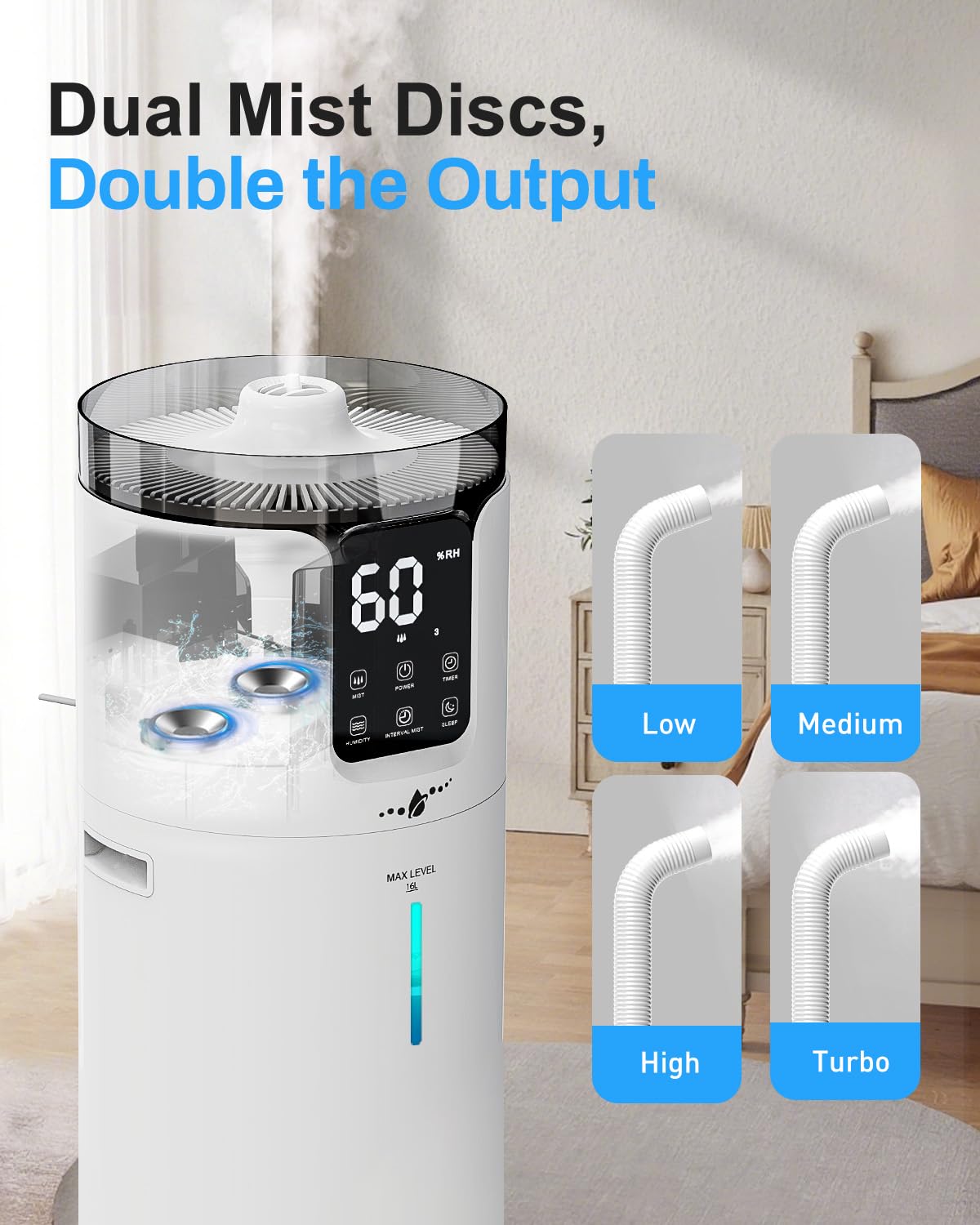 Lacidoll humidifier with night light and aroma diffuser for a soothing ambiance