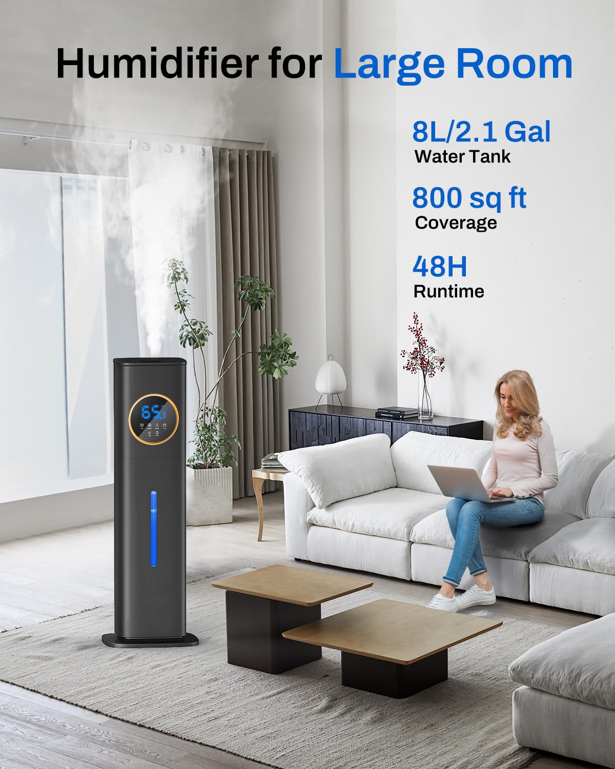 Lacidoll humidifier night light creates a soothing bedroom ambiance.