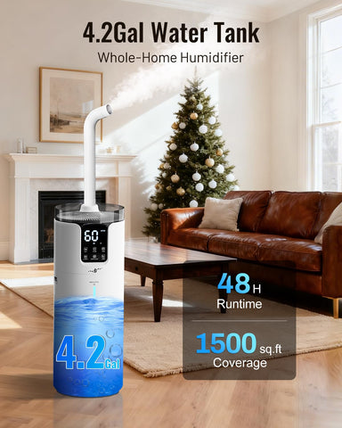 Lacidoll humidifier with remote control for easy bed-side adjustments.