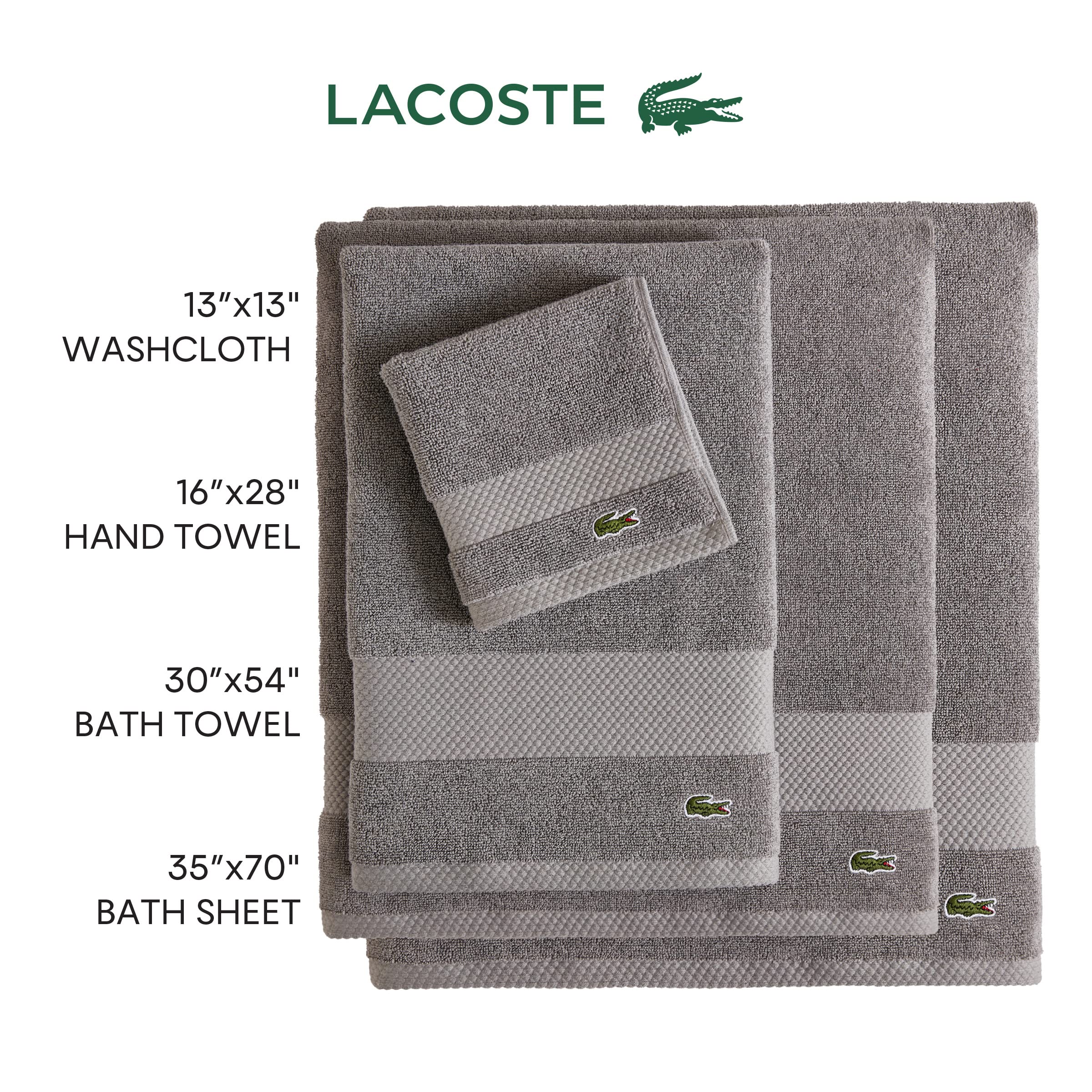 Lacoste Heritage bath sheet in use after shower for quick drying