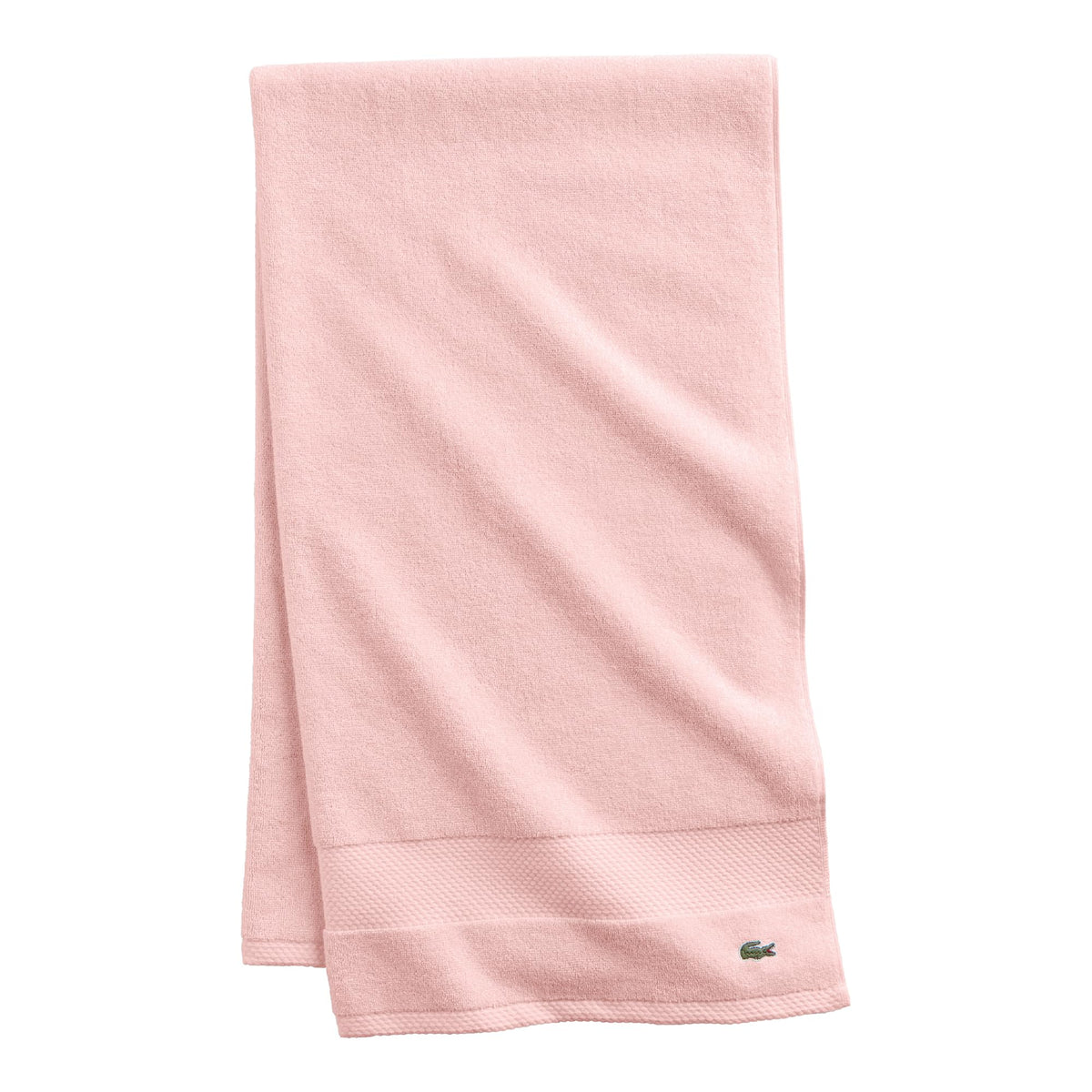 Lacoste Heritage light pink towel 30x54 showing soft Supima cotton.