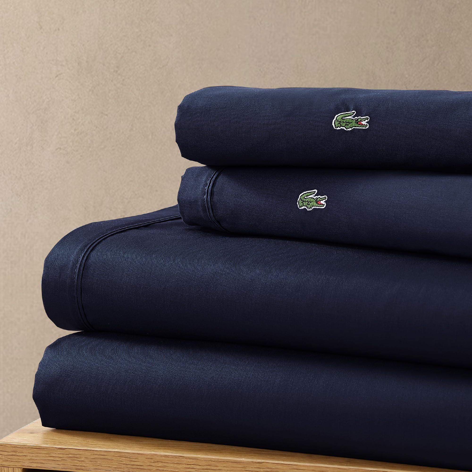 Color palette includes navy for a timeless, versatile bedroom look