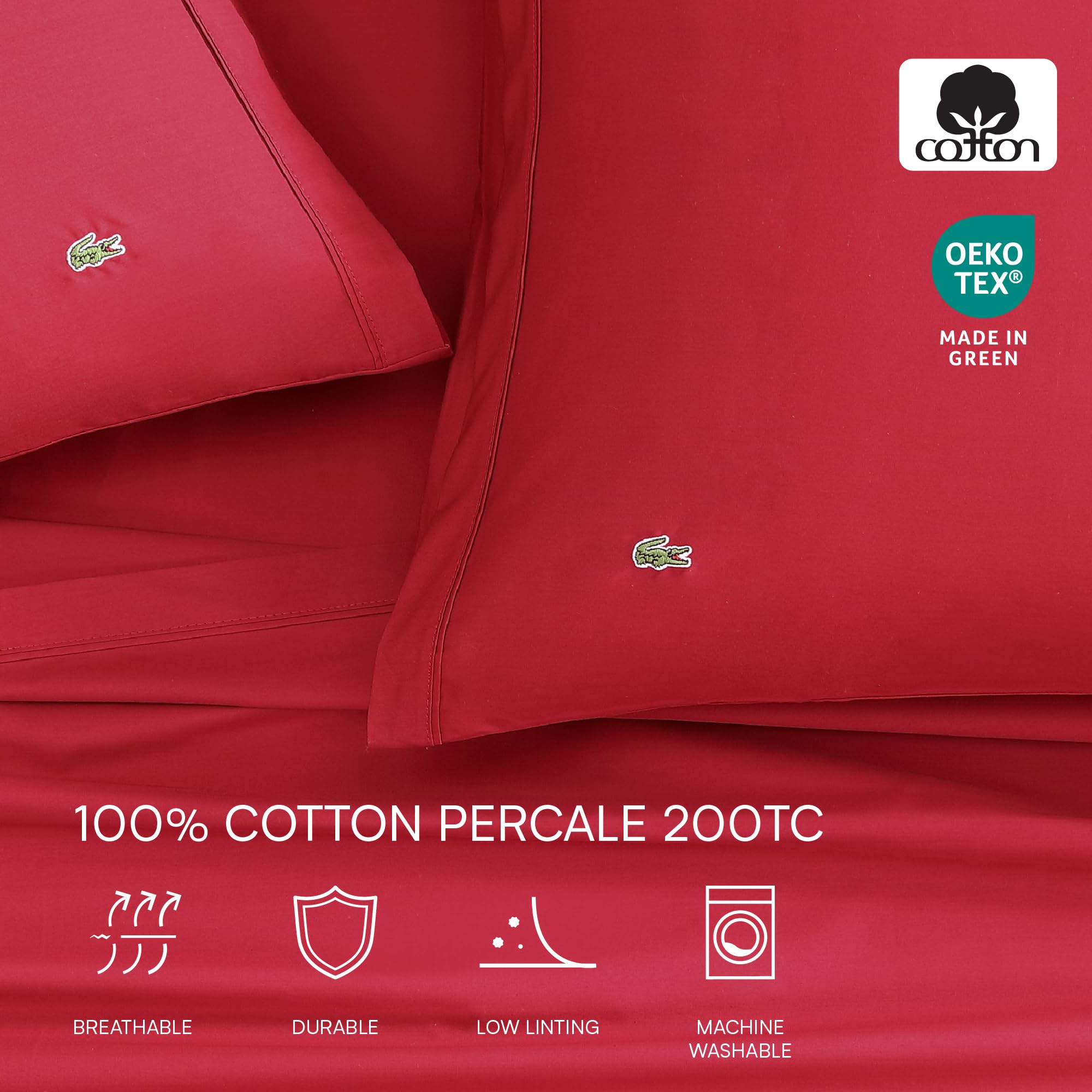 Colorful Lacoste sheet option demonstrates versatile styling for any bedroom.