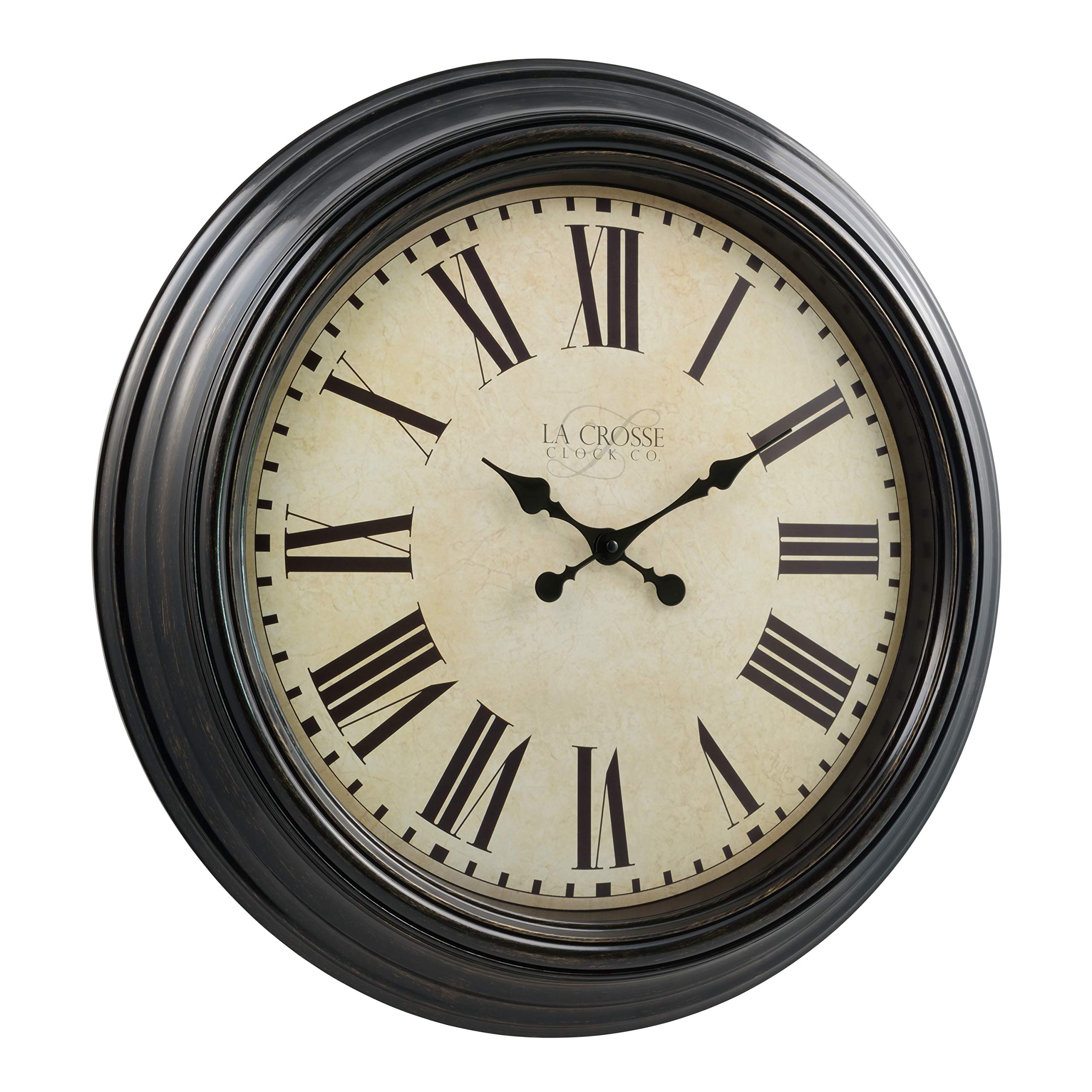 La Crosse Maxwell clock Roman numerals on an off-white dial add timeless style.