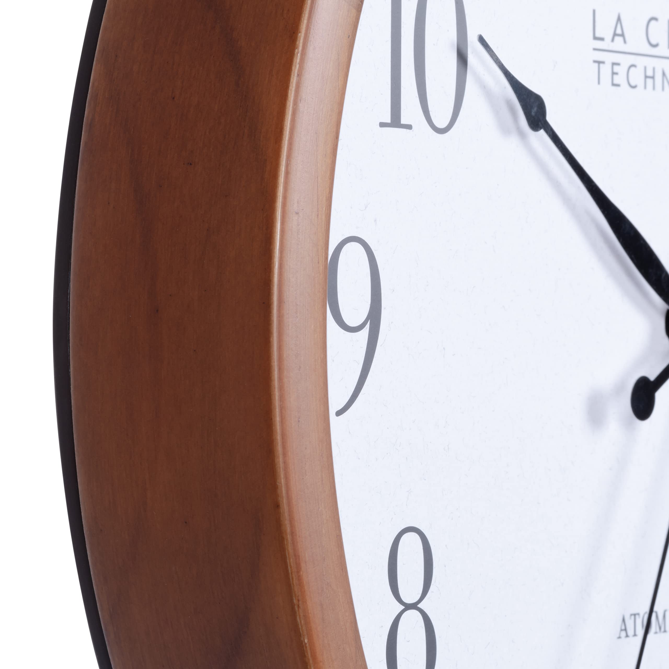 La Crosse Technology atomic analog wall clock dial texture complements any decor.