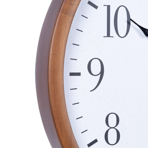 La Crosse Technology atomic analog wall clock frame made of walnut wood.