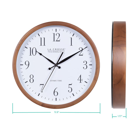 La Crosse Technology atomic analog wall clock glass lens protects the dial.