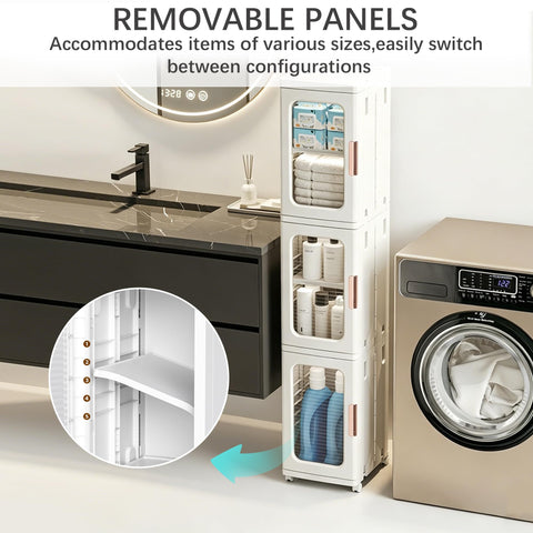Lacusmall white cabinet with transparent front panel protecting items from dust