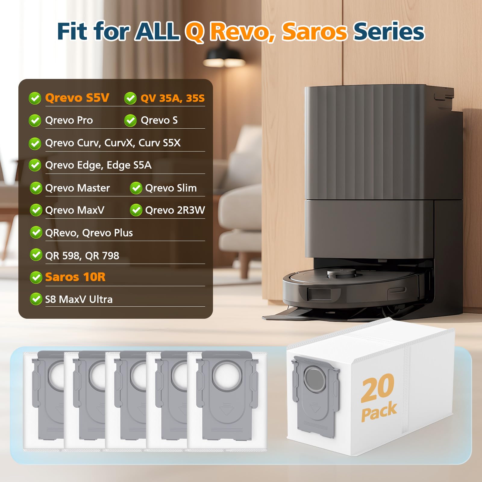Lacvik dust bag inside Robovac bin showing fit