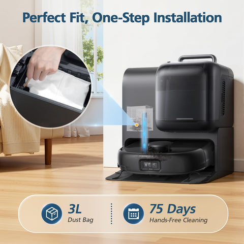 Lacvik robot vacuum in action with tidy debris containment and clean edges.