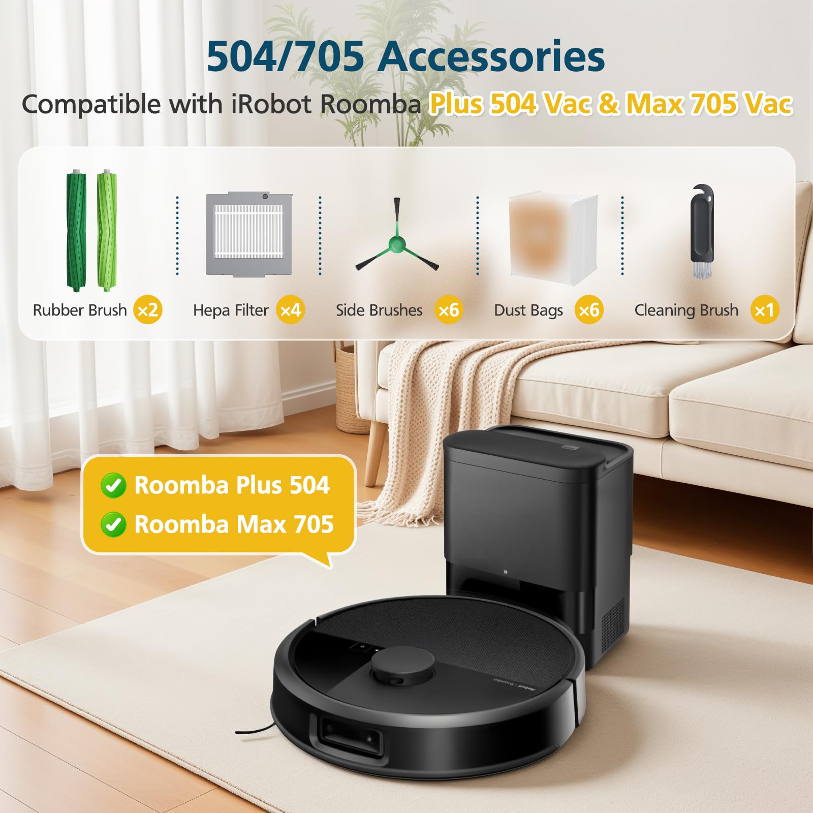 Lacvik Roomba Max 705 dust bags with high capacity