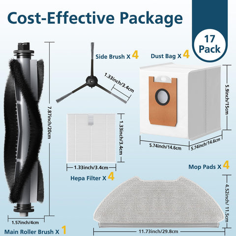 Lacvik T20+ dust bags hold more debris for longer cleaning runs.