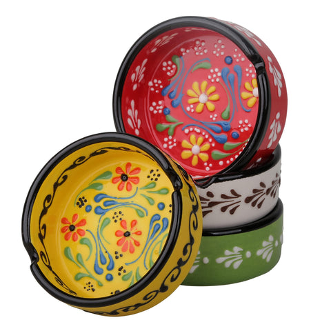 Ladem Group red hand-painted ashtray for indoor or outdoor decor and use