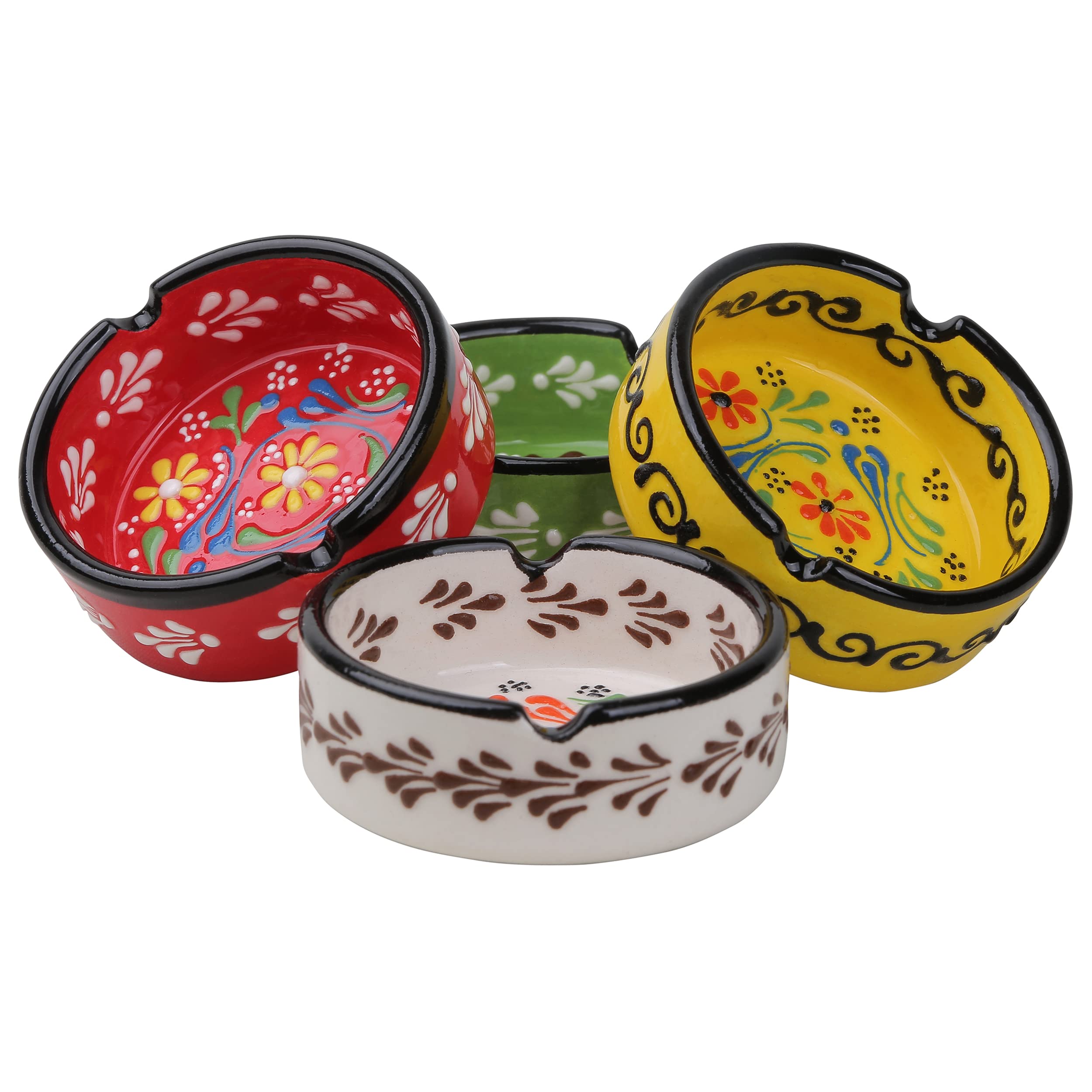 Ladem Group yellow hand-painted ashtray adds vibrant patio or desk accents