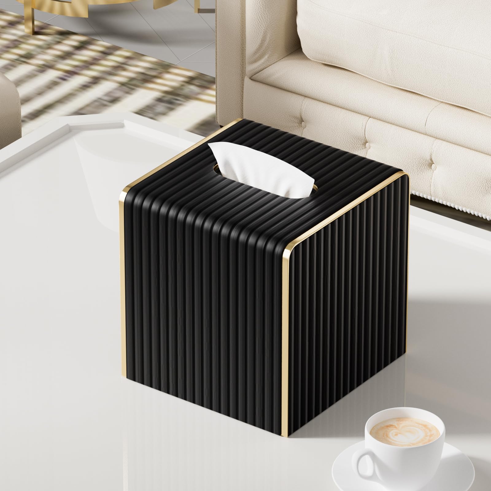 LADSTAG tissue box cover stain-resistant PU leather resists spills