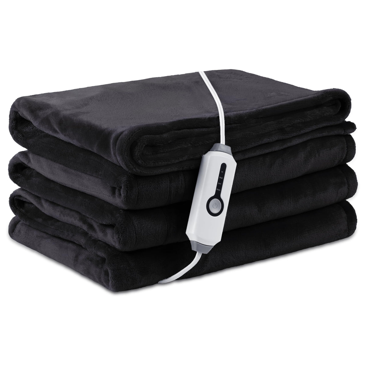 LaffyLo electric heated blanket on bed showing full-size coverage for cozy warmth
