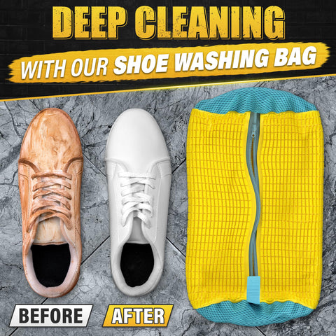 Lagarto XXL Premium Shoe Bag with zipper closure closeup, securely contains shoes during wash.