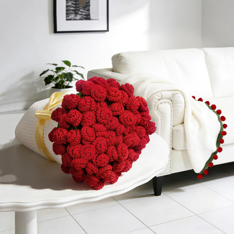 Laghura handmade crochet rose bouquet blanket displays soft, cozy decor and gifting appeal