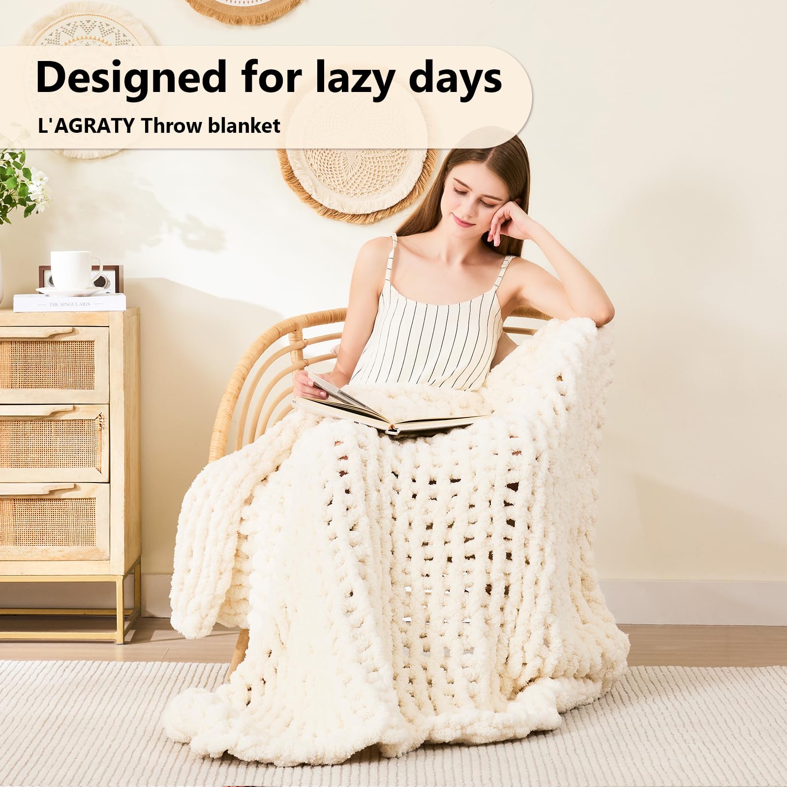 L'AGRATY chenille yarn close-up shows plush texture and durability.