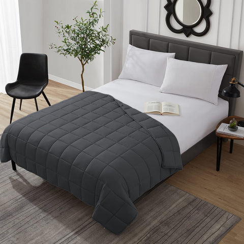 L'AGRATY kids weighted blanket close-up shows soft breathable microfiber fabric.