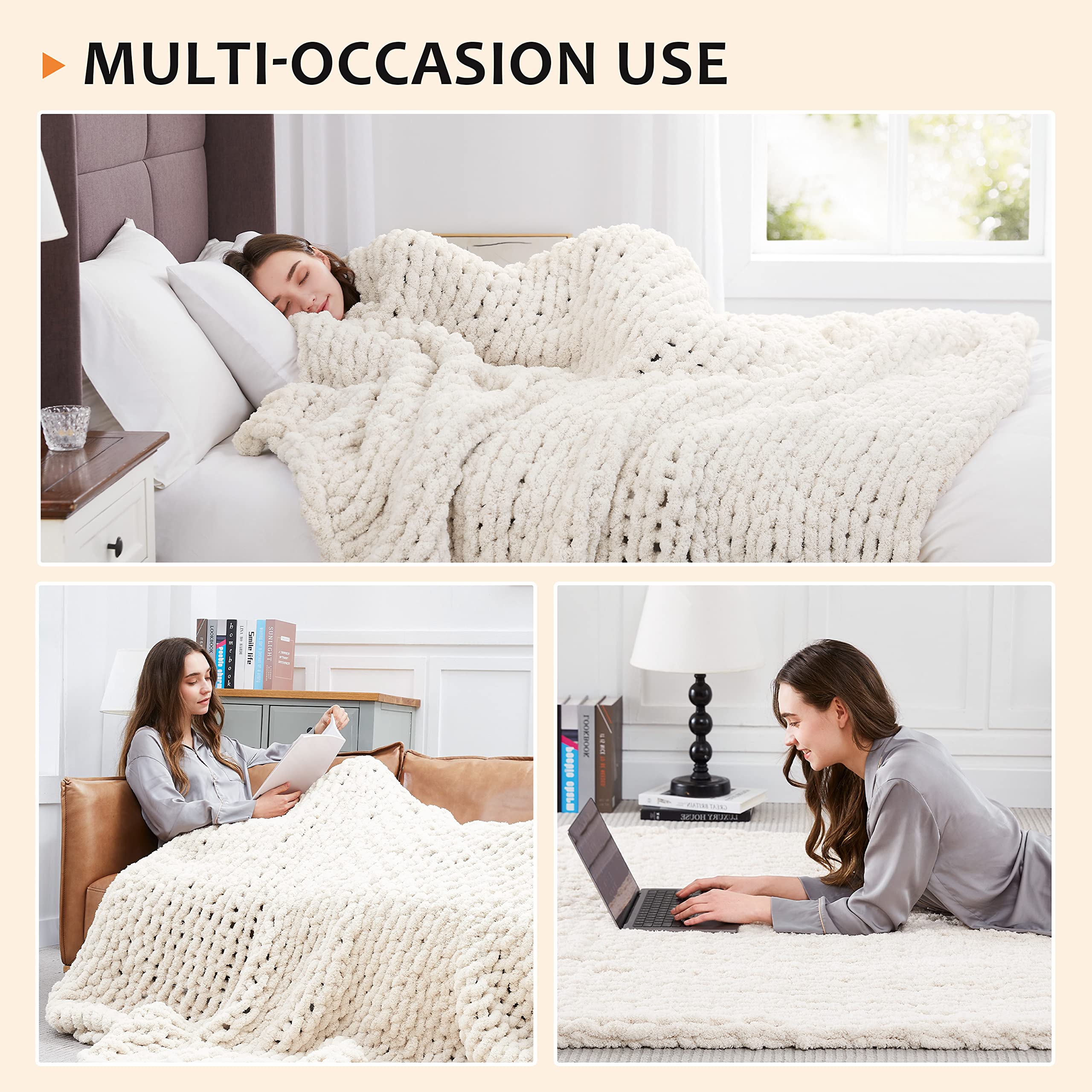 L'AGRATY machine-washable knit blanket ready for easy care.
