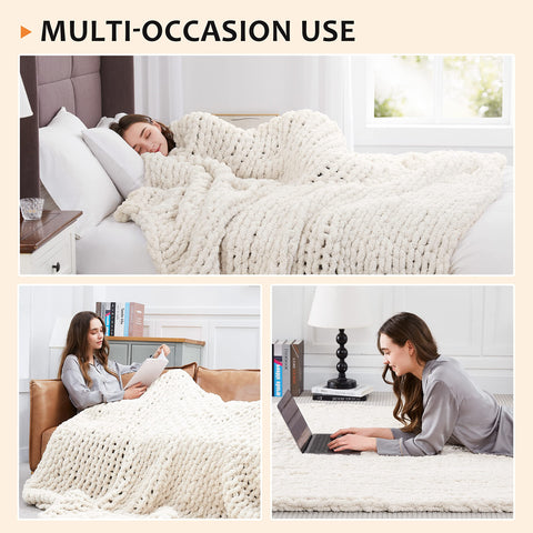 L'AGRATY machine-washable knit blanket ready for easy care.