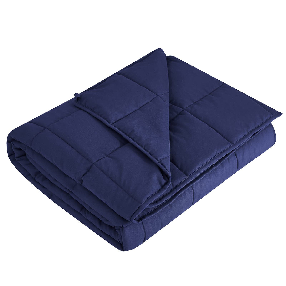 L'AGRATY weighted blanket outer view shows plush microfiber comfort for all seasons.