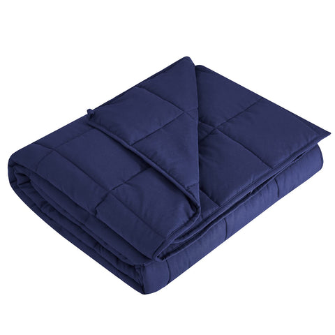 L'AGRATY weighted blanket outer view shows plush microfiber comfort for all seasons.