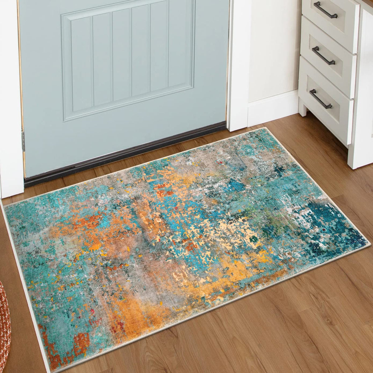 Lahome 2x3 rug entryway with abstract colorful pattern for a welcoming space