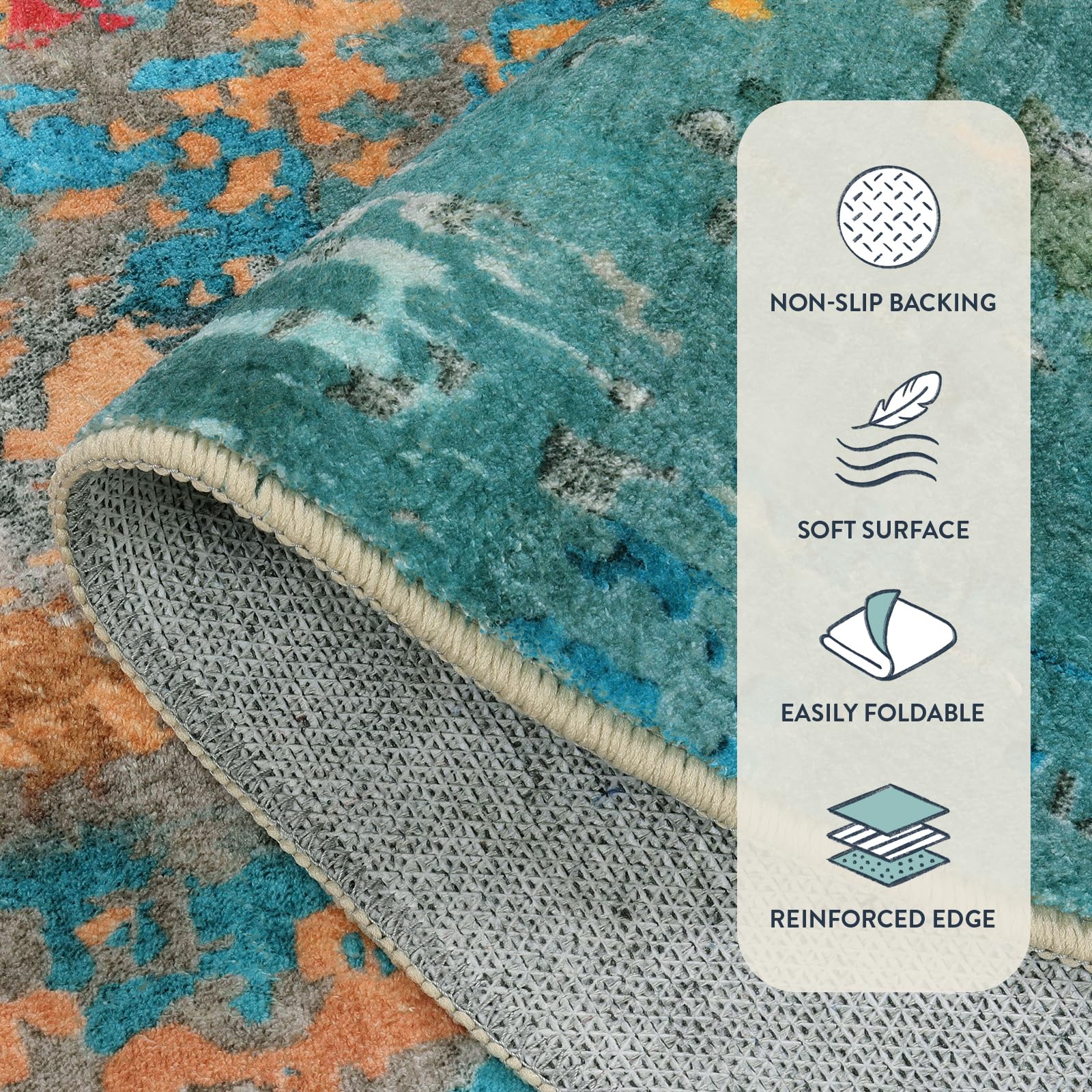 Lahome 2x3 rug low-pile design that fits under doors neatly