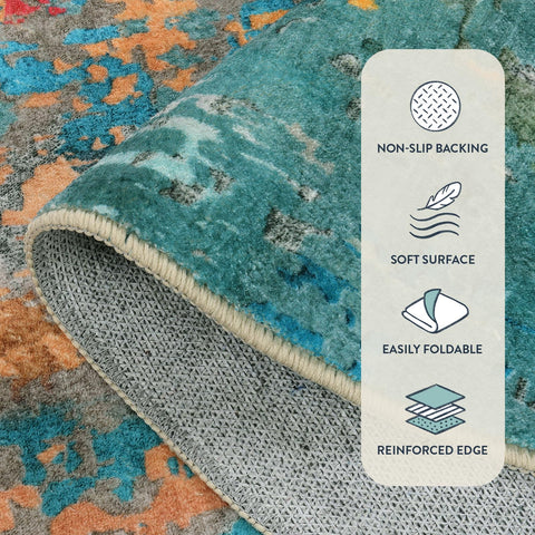 Lahome 2x3 rug low-pile design that fits under doors neatly