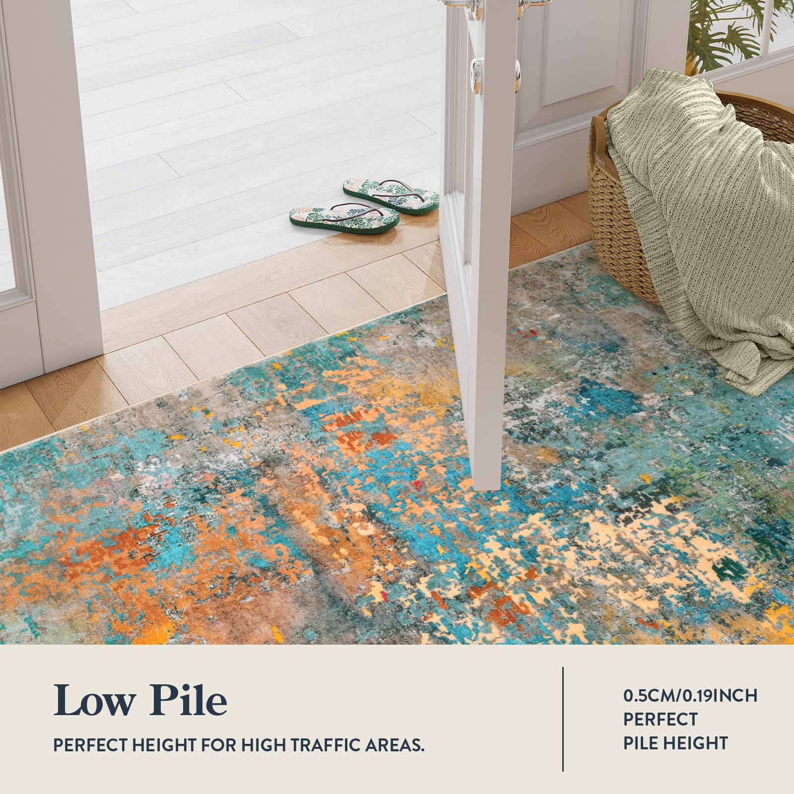 Lahome 2x3 rug is machine washable for easy cleanup