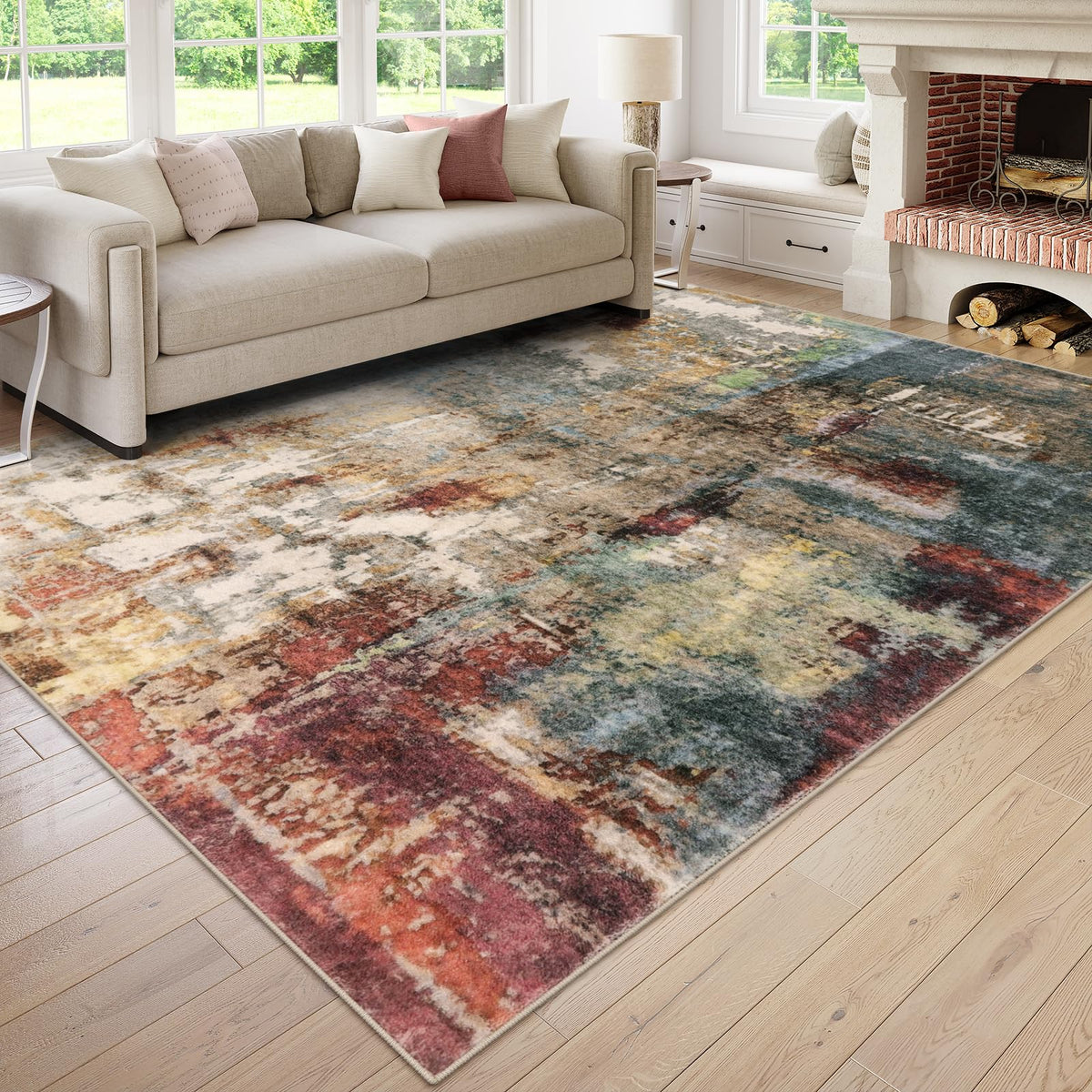 Lahome 6x9 abstract area rug with color-splash design for living rooms