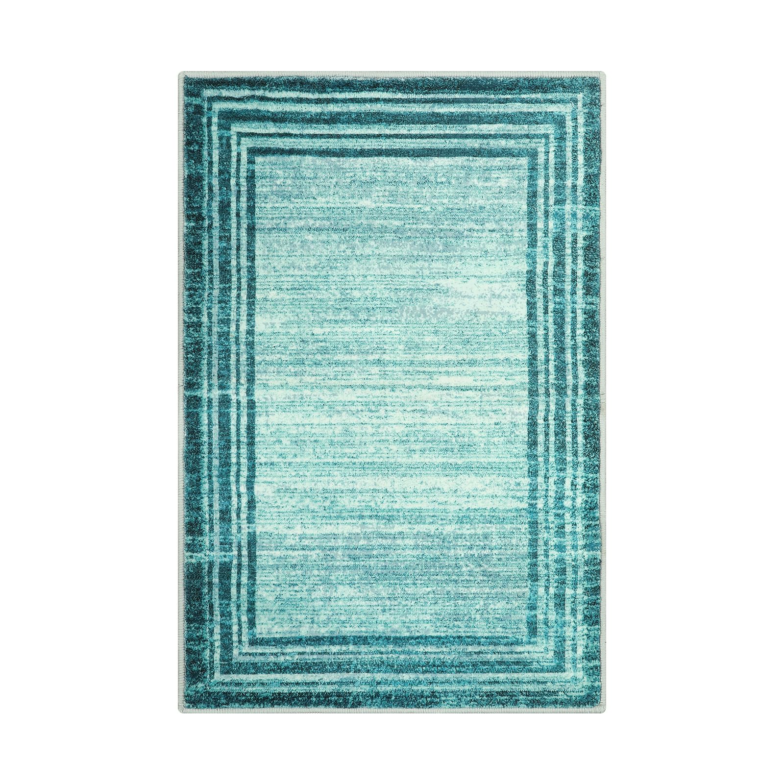 Lahome Amabel teal rug in bedroom decor, cozy low-pile comfort.