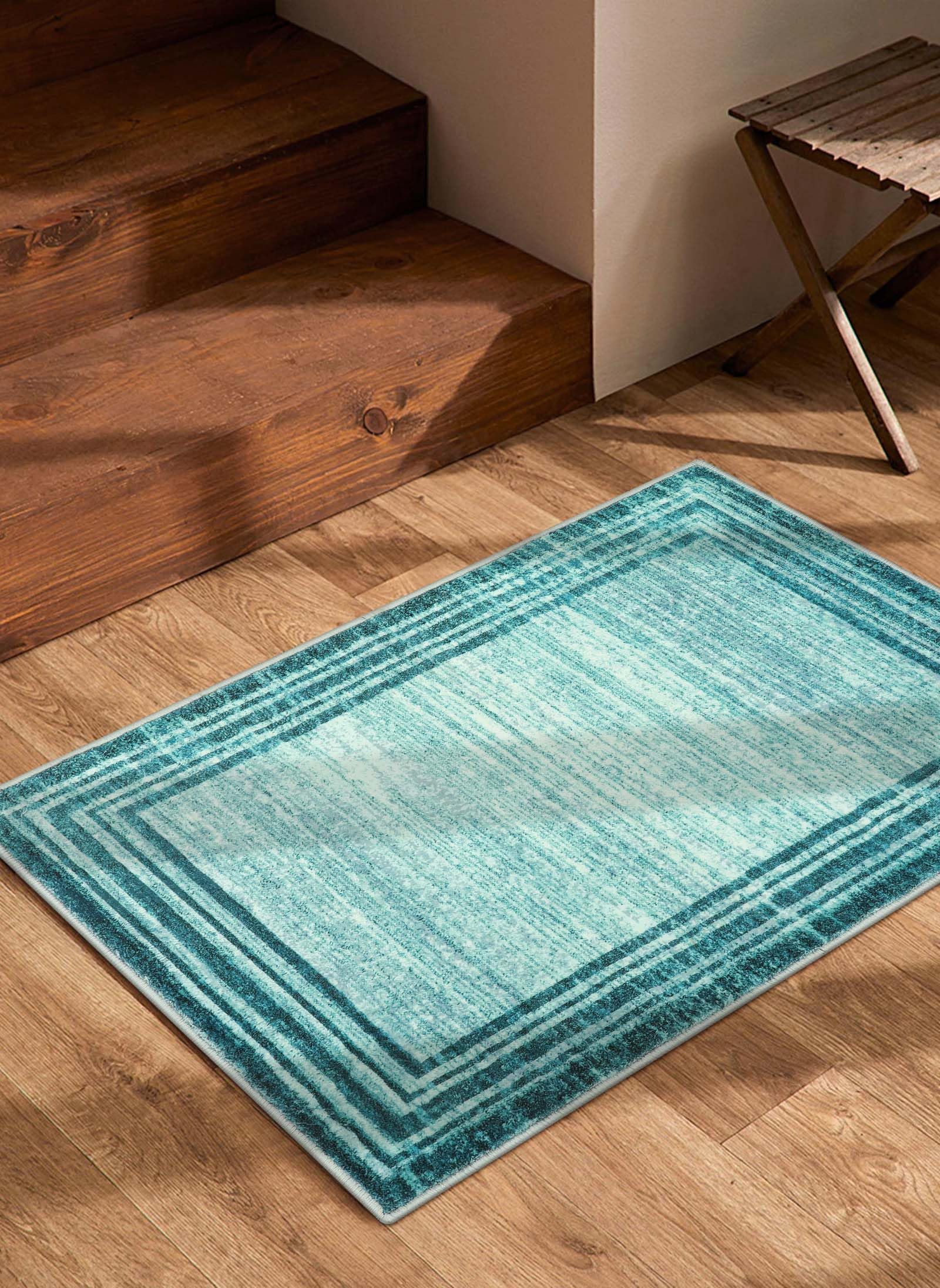 Lahome Amabel machine-washable teal rug stays vibrant after washing.