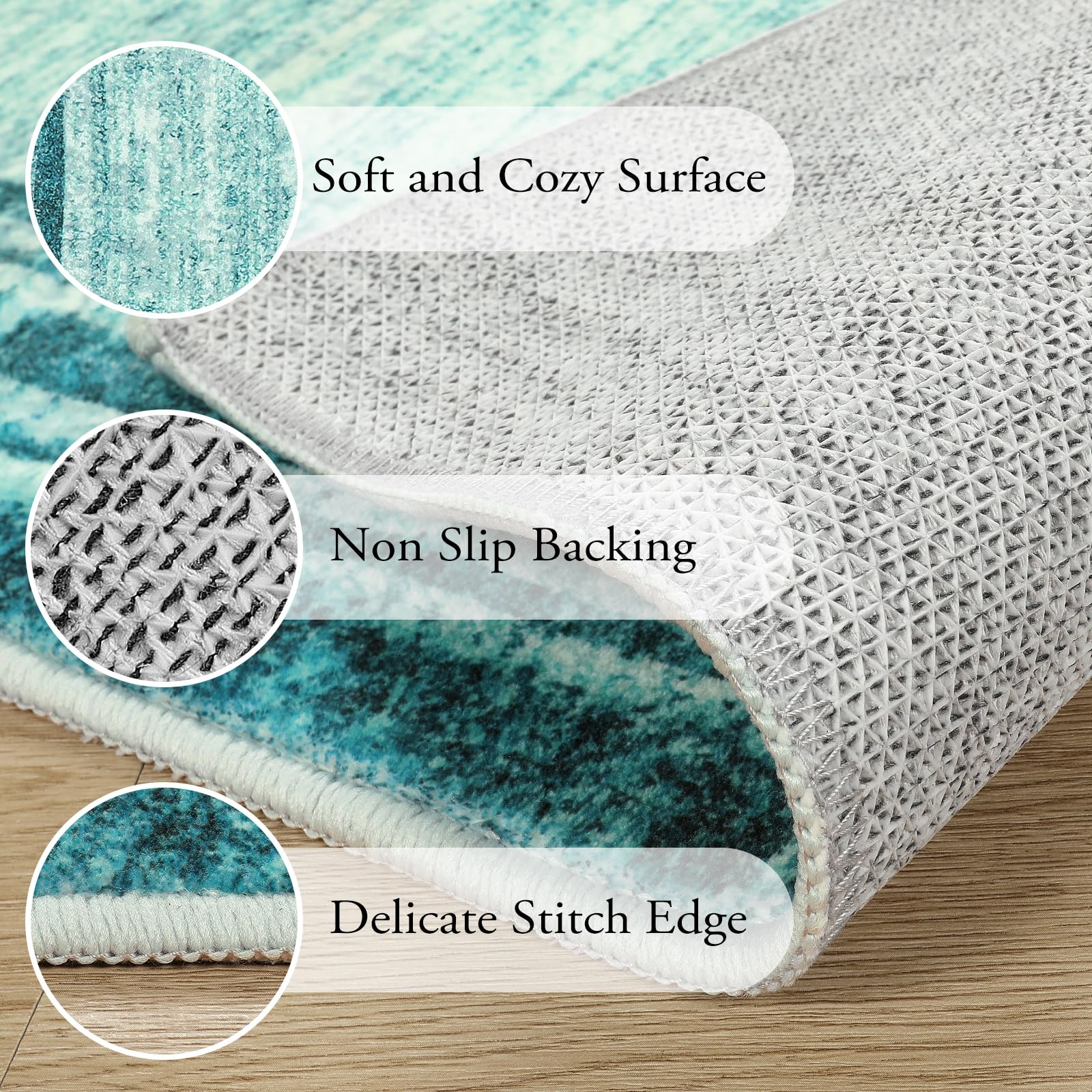 Lahome Amabel teal rug close-up texture showing plush softness.
