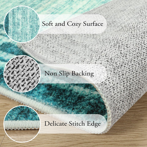 Lahome Amabel teal rug close-up texture showing plush softness.