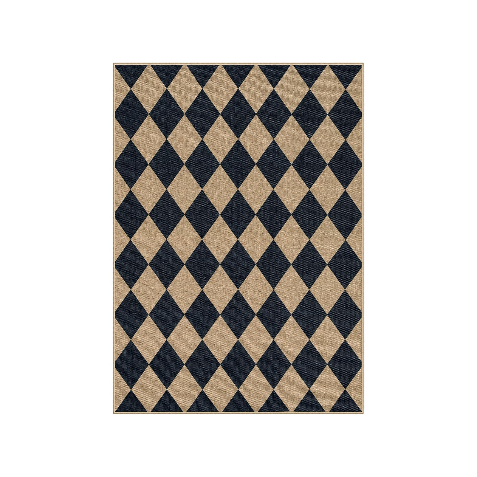 Lahome Checkered Easy Jute 5x7 rug features durable polyester fibers