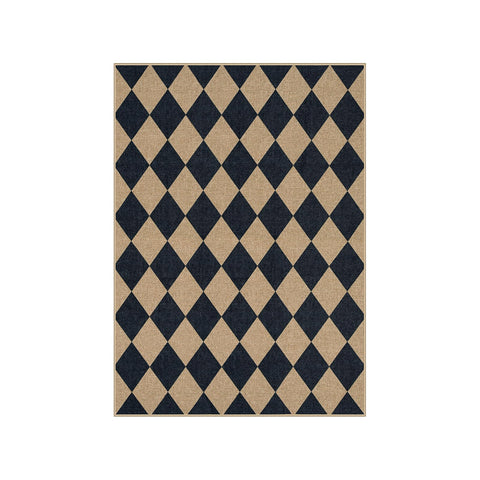 Lahome Checkered Easy Jute 5x7 rug features durable polyester fibers