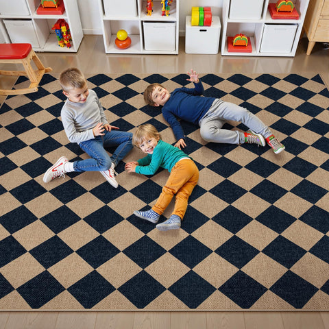 Lahome Checkered Easy Jute 5x7 rug offers low-pile practicality in high-traffic areas