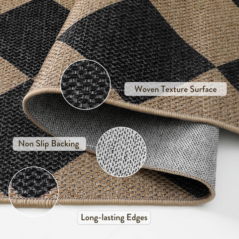 Lahome Colette checkered rug on a patio area adding subtle texture