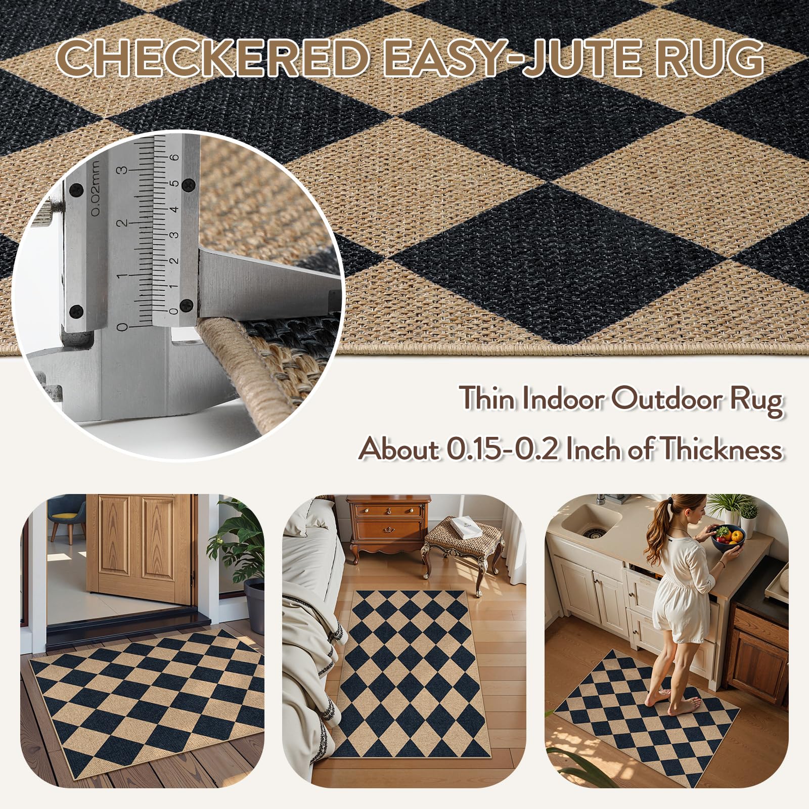 TPE backing on Lahome Colette rug provides slip resistance on clean floors