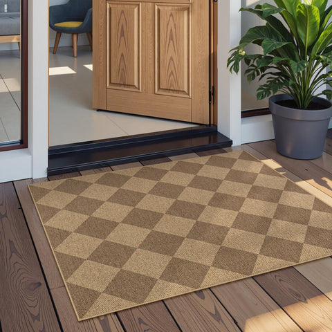 Lahome Colette texture closeup highlights durable polyester fibers and checker details.