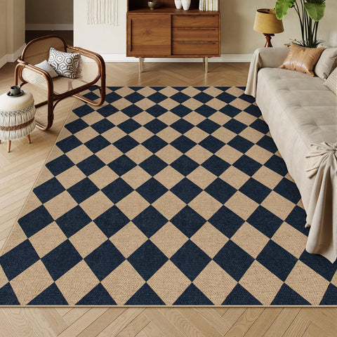 Lahome Colette checkered rug 6x9 for indoor-outdoor space adds cozy farmhouse style.