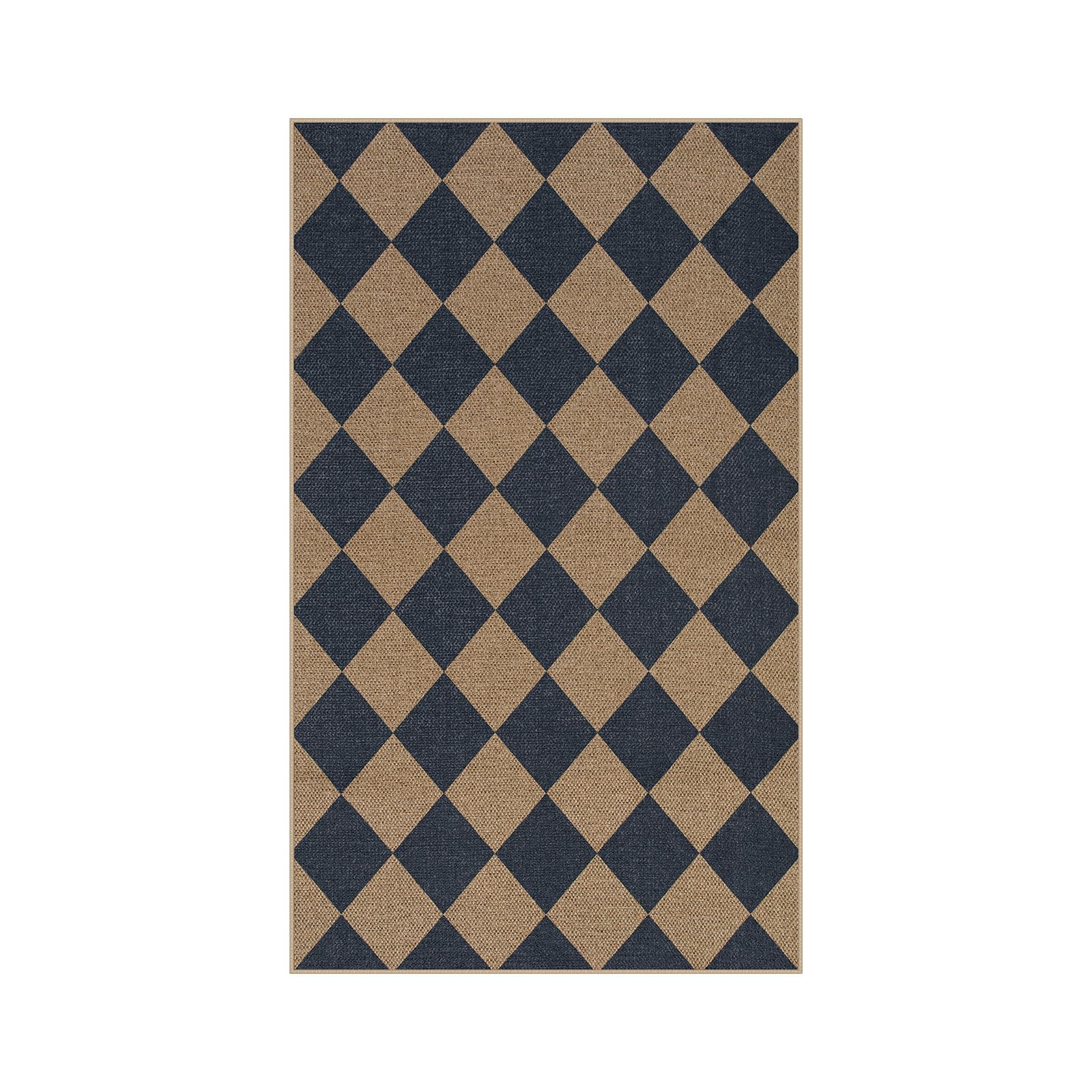Lahome Colette front door mat in blue checkerboard greeting guests