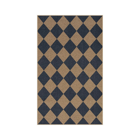 Lahome Colette front door mat in blue checkerboard greeting guests