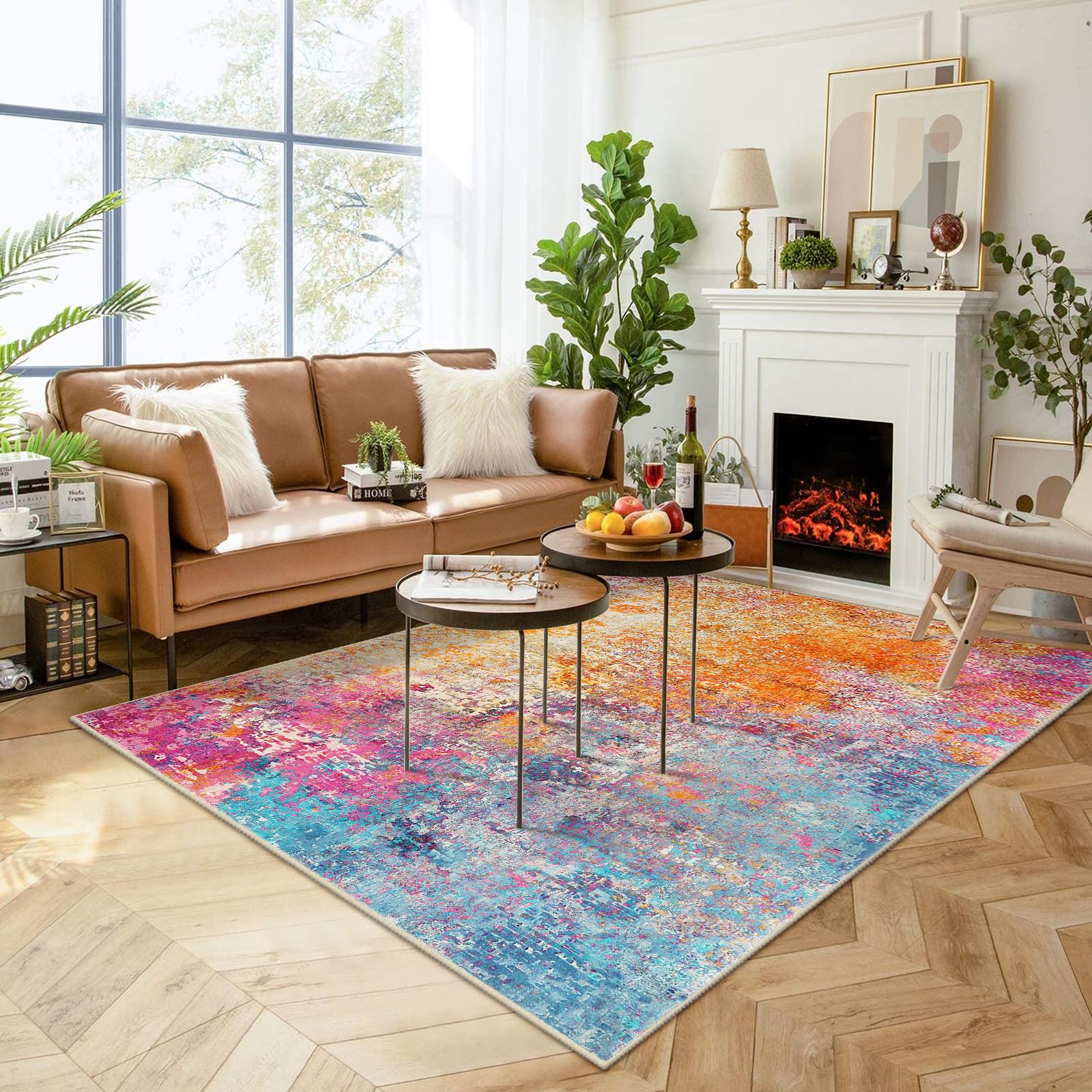 Lahome Colorful Soft Bedroom Rug enhances cozy retreats with gentle texture and color retention.
