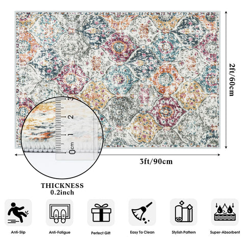 Lahome Elise Aqua/Multi entryway rug doorway traps dirt at threshold.