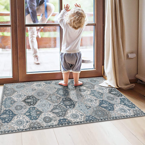 Lahome Elise blue rug adds a calming decor touch.